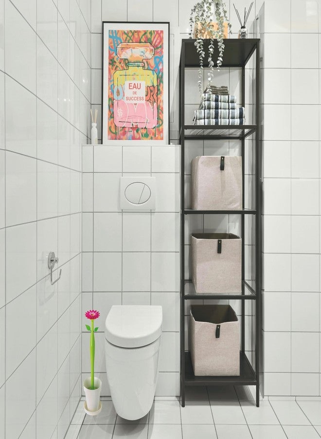 Vigar Flower Power Toilet Brush with Holder Set Toilet Brush with Daisy-shaped Handle, Flowerpot Base with Saucer Durable Bristles for Bathroom, White - Image 4