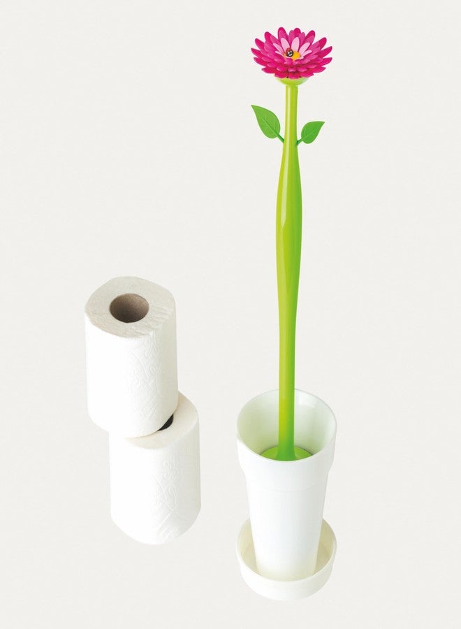 Vigar Flower Power Toilet Brush with Holder Set Toilet Brush with Daisy-shaped Handle, Flowerpot Base with Saucer Durable Bristles for Bathroom, White - Image 5
