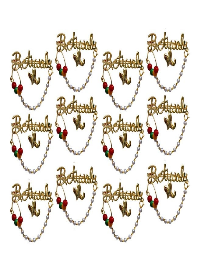 V4U Men & Women Betiwale Gold Plated Brouch/Brooch Pin (Pack of 12) - Image 2