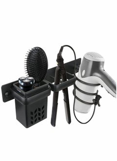 SYOSI Hair Dryer Holder Wall Mounted Blow Bathroom Styling Care Tool Organizer for Straighteners Space Saving Storage Bracket with Plug Hook & Cup  - Image 1