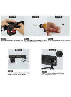 SYOSI Hair Dryer Holder Wall Mounted Blow Bathroom Styling Care Tool Organizer for Straighteners Space Saving Storage Bracket with Plug Hook & Cup  - Image 5