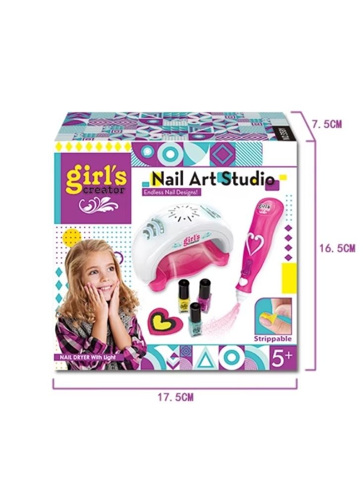 بريميم مجموعة ألعاب استوديو فن تزيين الأظافر للبنات – مجموعة كاملة لتصميم أظافر الأطفال مع مجفف أظافر بإضاءة، وطلاء أظافر قابل للتقشير، وأدوات وإكسسوارات تزيينية، متعة آمنة وخالية من الفوضى للأعمار من خمس سنوات فما فوق - Image 2