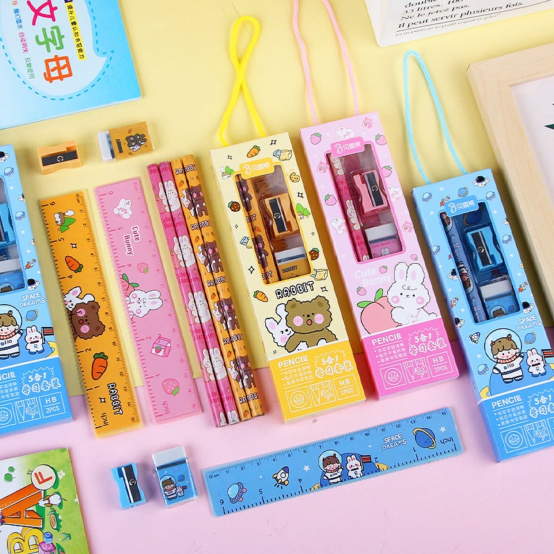 School Supplies Set Pencil Ruler Kindergarten Primary School Students Back-To-School Graduation Season Portable Stationery Small Gift Storage - Image 3
