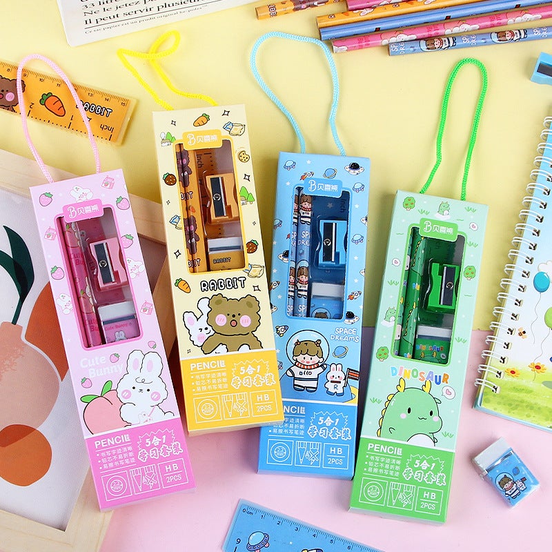 School Supplies Set Pencil Ruler Kindergarten Primary School Students Back-To-School Graduation Season Portable Stationery Small Gift Storage - Image 5