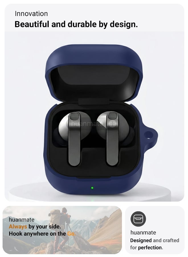 huanmate Samsung Galaxy Buds 4/ Buds 4 Pro Silicone Case Cover - Dark Blue - Made with Soft Silicone, Lightweight & Durable - Stylish Design, Accurate Cut-outs, Easy Installation & Removal - Image 2