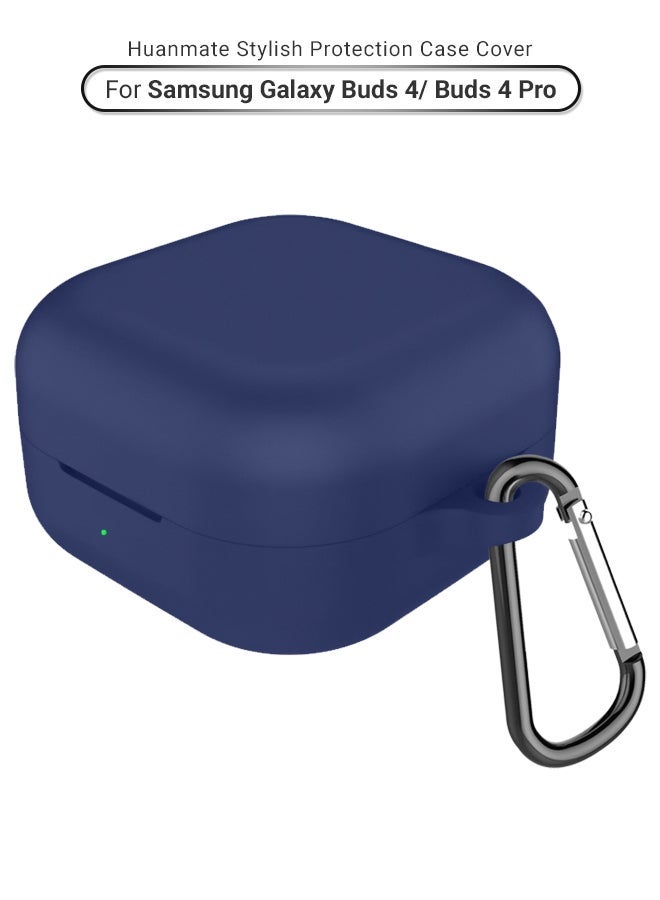 huanmate Samsung Galaxy Buds 4/ Buds 4 Pro Silicone Case Cover - Dark Blue - Made with Soft Silicone, Lightweight & Durable - Stylish Design, Accurate Cut-outs, Easy Installation & Removal - Image 1
