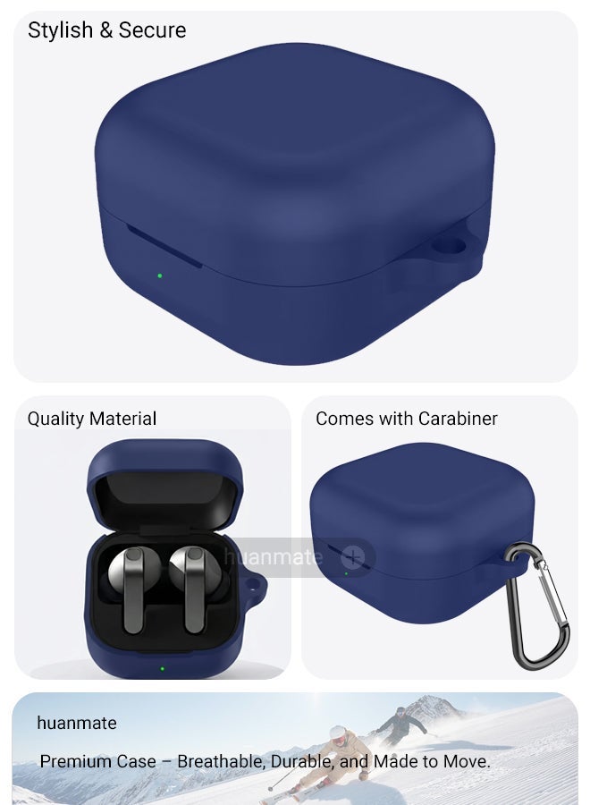 huanmate Samsung Galaxy Buds 4/ Buds 4 Pro Silicone Case Cover - Dark Blue - Made with Soft Silicone, Lightweight & Durable - Stylish Design, Accurate Cut-outs, Easy Installation & Removal - Image 5