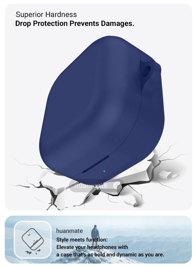 huanmate Samsung Galaxy Buds 4/ Buds 4 Pro Silicone Case Cover - Dark Blue - Made with Soft Silicone, Lightweight & Durable - Stylish Design, Accurate Cut-outs, Easy Installation & Removal - Image 4