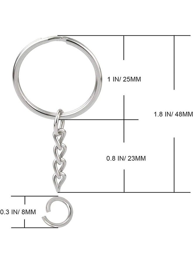 TodyJeyHo 100pcs Metal Split Key Chain Rings with Chain Silver Key Ring and Open Jump Rings Bulk for Crafts DIY (1"/25mm) - Image 2
