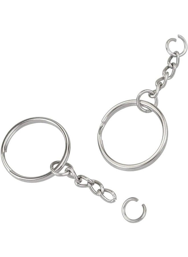 TodyJeyHo 100pcs Metal Split Key Chain Rings with Chain Silver Key Ring and Open Jump Rings Bulk for Crafts DIY (1"/25mm) - Image 3