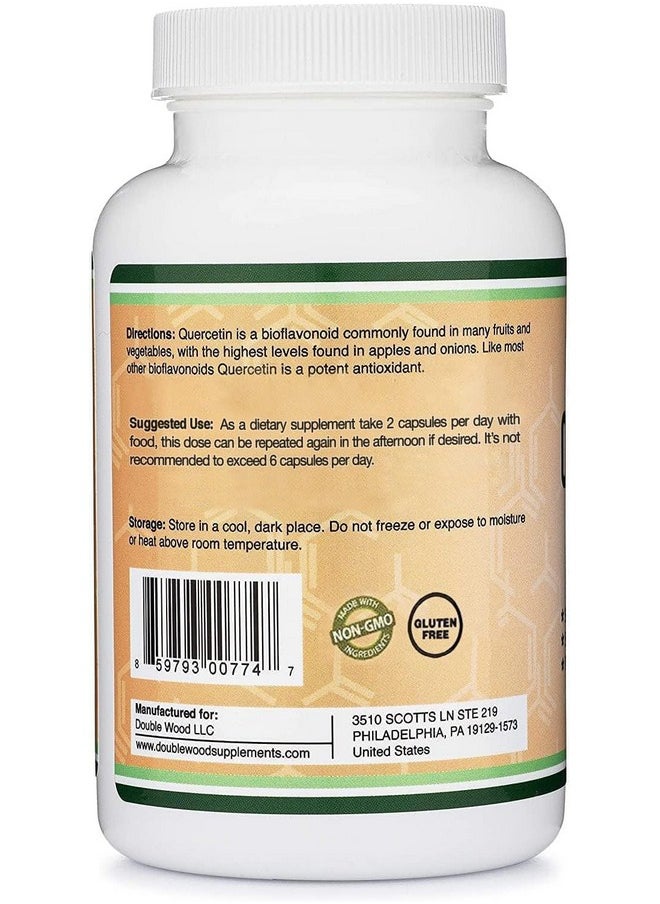Double Wood Supplements - Quercetin with Bromelain - 120 Count (1,200mg Servings) Immune Health Capsules - Supports Healthy Immune Functions in Men and Women (Vegan Safe, Third Party Tested, Gluten Free) by Double Wood - Image 1