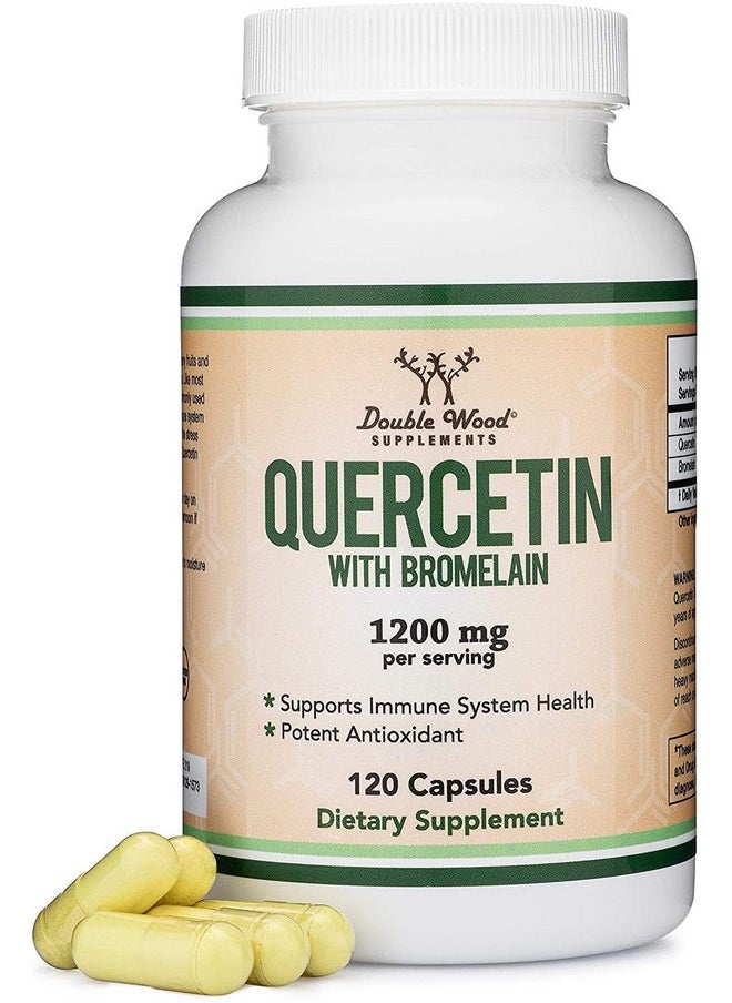 Double Wood Supplements - Quercetin with Bromelain - 120 Count (1,200mg Servings) Immune Health Capsules - Supports Healthy Immune Functions in Men and Women (Vegan Safe, Third Party Tested, Gluten Free) by Double Wood - Image 1
