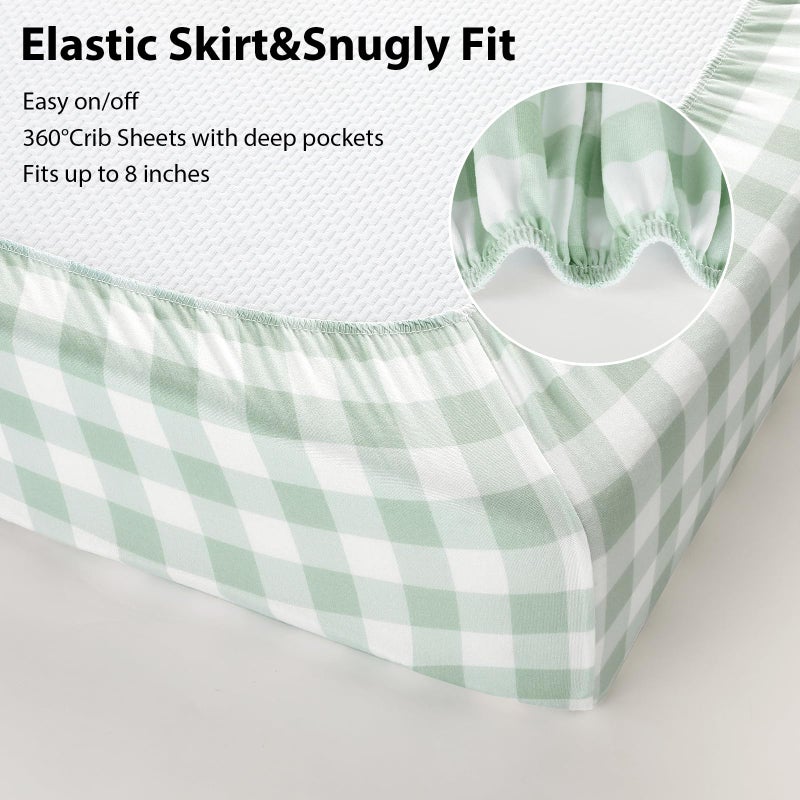 FIEMOL Baby Crib Sheets for Boys and Girls, 3 Pack Fitted Crib Sheets Neutral for 52â€x28â€ Standard Crib and Toddler Mattresses, Ultra Soft & Silky Smooth Microfiber Green Forest Bear - Image 5