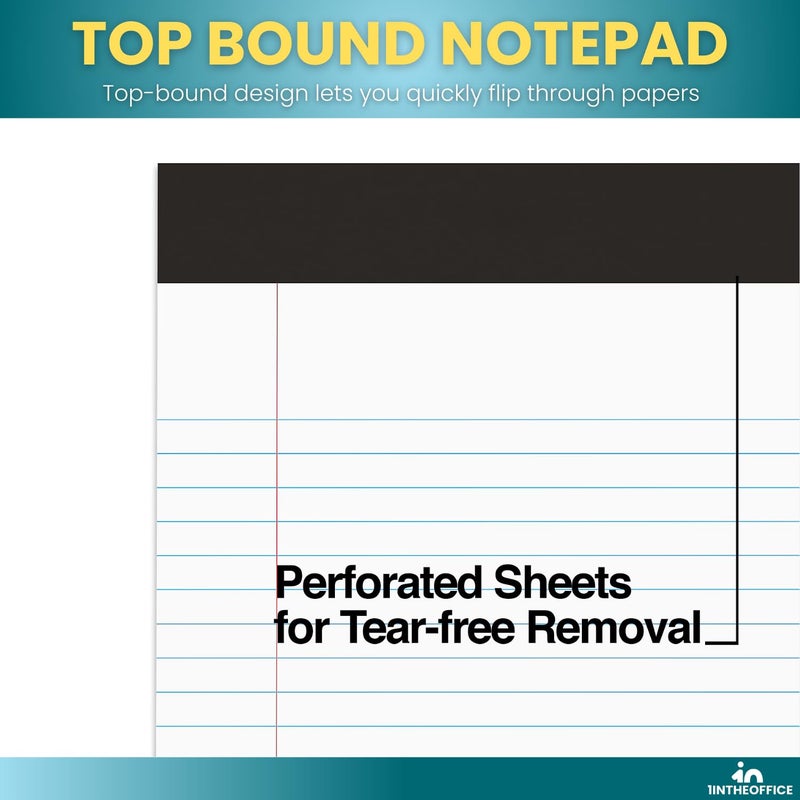 1InTheOffice Note Pads 8.5 x 11, Wide-Ruled Letter Size Writing Pads, White 50 Sheets per Notepads, 12 Pack - Image 4