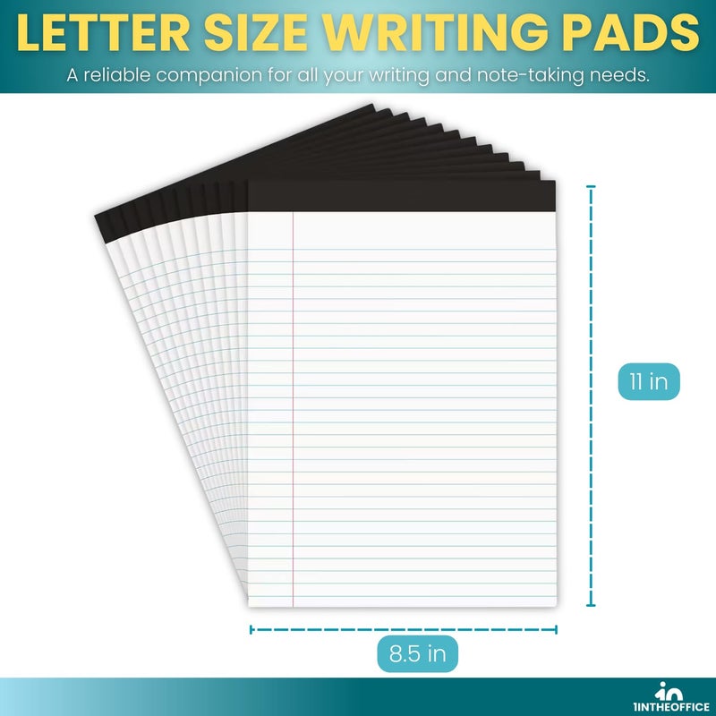 1InTheOffice Note Pads 8.5 x 11, Wide-Ruled Letter Size Writing Pads, White 50 Sheets per Notepads, 12 Pack - Image 2