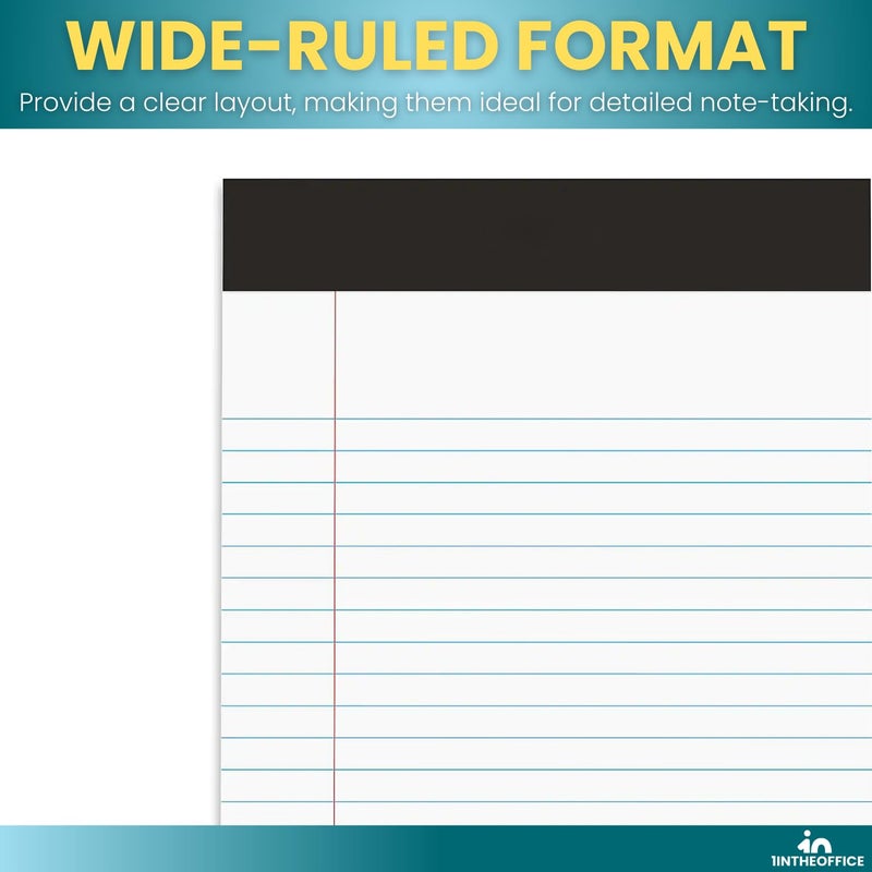 1InTheOffice Note Pads 8.5 x 11, Wide-Ruled Letter Size Writing Pads, White 50 Sheets per Notepads, 12 Pack - Image 3