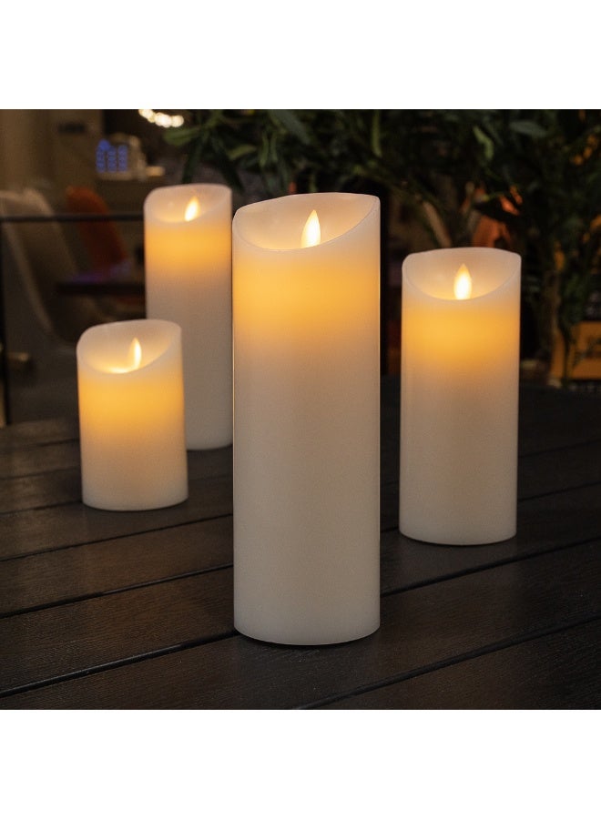Restaurantware 3 × 8.7 بوصة شموع عمودية بلا لهب، 10 شموع عمودية LED قابلة للبرمجة - لهب راقص، لحفلات الزفاف، والحفلات، شموع عمودية من الشمع الأبيض الحقيقي، التحكم عن بعد يباع بشكل منفصل - Image 3