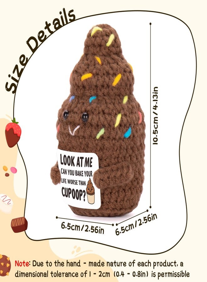 FunisFun Positive Poo Cute Cupcake Crochet Doll with Inspiration Card Funny Cupoop Gag Gifts for Friends Office Employee Appreciation (CUPOOP) - Image 2