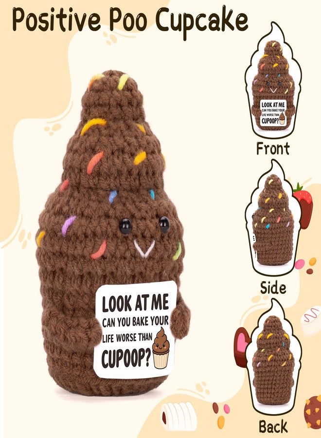 FunisFun Positive Poo Cute Cupcake Crochet Doll with Inspiration Card Funny Cupoop Gag Gifts for Friends Office Employee Appreciation (CUPOOP) - Image 3