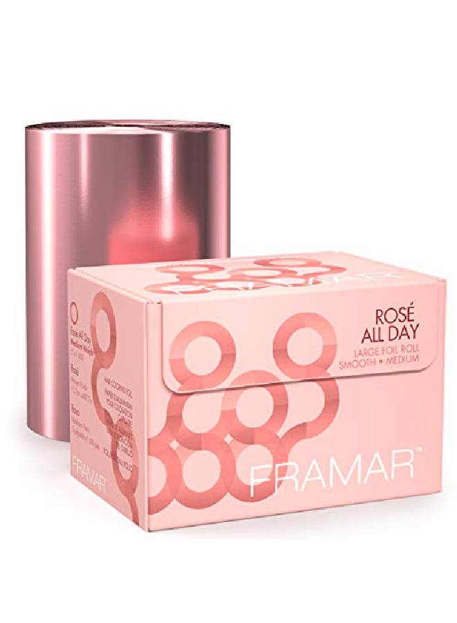 framar Rosé All Day Aluminum Foil Roll Hair Foils For Highlighting Medium 1600 Ft - Image 1