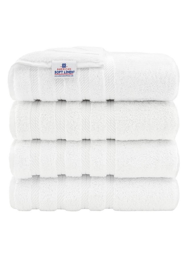 American Soft Linen American Soft Linen Luxury 4 Piece Bath Towel Set, 600 GSM 100% Cotton Turkish Bath Towels for Bathroom, 27x54 in Extra Large Bathroom Shower Towels, White  - Image 1