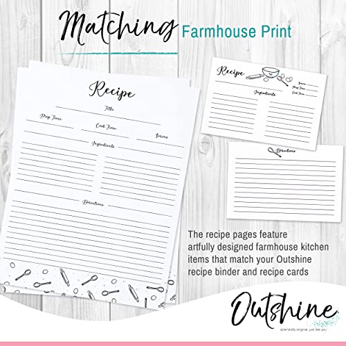 OUTSHINE Premium Recipe Paper for 8.5" x 11" Recipe Binders, Farmhouse Design (50 Sheets) | Full Size Recipe Refill Pages for Binder | Recipe Card Sheets | No-Smear Matte Paper - Image 5
