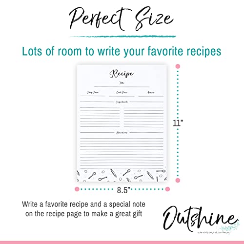 OUTSHINE Premium Recipe Paper for 8.5" x 11" Recipe Binders, Farmhouse Design (50 Sheets) | Full Size Recipe Refill Pages for Binder | Recipe Card Sheets | No-Smear Matte Paper - Image 4