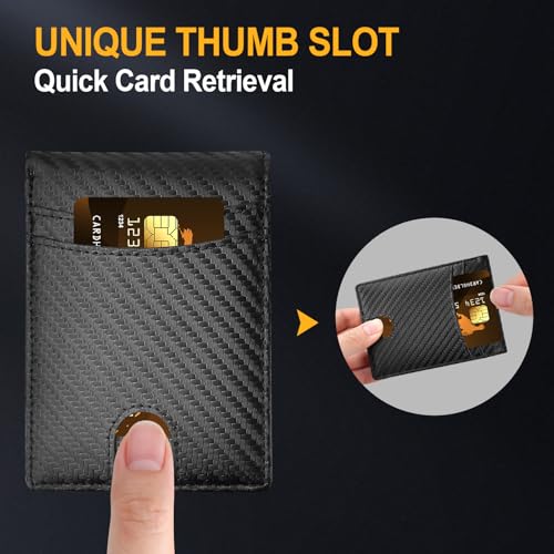 Lapogy Wallets for Men Stocking Stuffers Gifts: Christmas Gift Valentines Day Gifts for Him Dad/Husband Fathers Day Birthday Multi-Card Cash Clip Carbon Fibre Texture Ultra-thin Design Business Daily Carry - Image 2