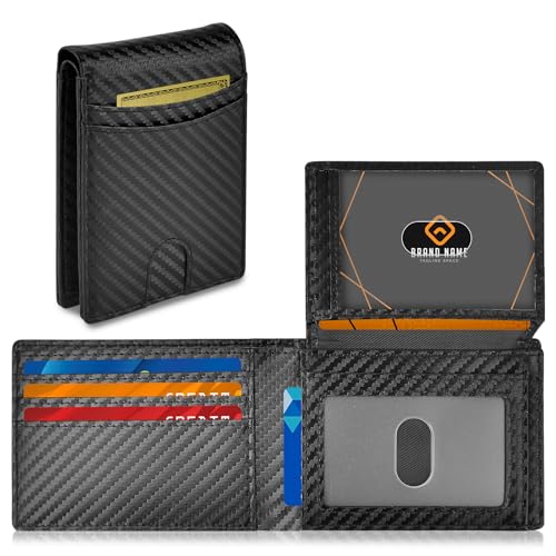 Lapogy Wallets for Men Stocking Stuffers Gifts: Christmas Gift Valentines Day Gifts for Him Dad/Husband Fathers Day Birthday Multi-Card Cash Clip Carbon Fibre Texture Ultra-thin Design Business Daily Carry - Image 1