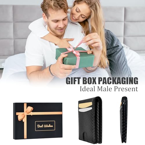 Lapogy Wallets for Men Stocking Stuffers Gifts: Christmas Gift Valentines Day Gifts for Him Dad/Husband Fathers Day Birthday Multi-Card Cash Clip Carbon Fibre Texture Ultra-thin Design Business Daily Carry - Image 5