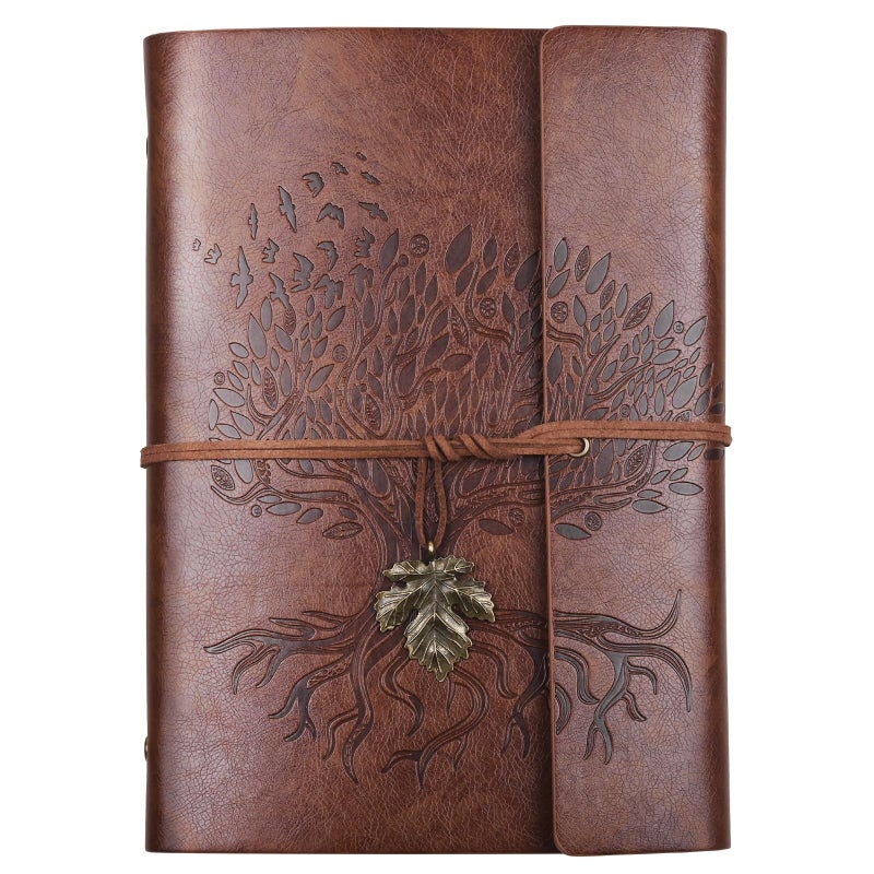 Billtigif PU Leather Journal Notebook, Refillable Travel Vintage Writing Journals Diary, Gifts for Women, Men, Teen Girls and Boys, 100GSM Lined Paper,160 Pages(Brown, A5 9.2" x 6.5") - Image 1