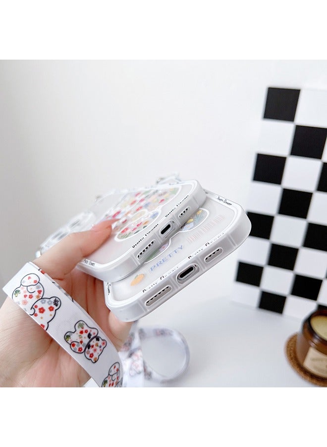 Compatible with iPhone 16 Pro Max Case, Cute Flowers Bear Camera Protector Clear Case Cover with Shoulder Strap Neck Cord Girls Women Case for iPhone 16 Pro Max  - Image 5