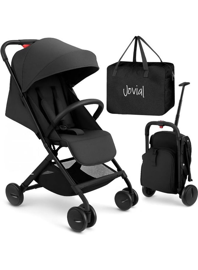 Jovial Lightweight Travel Baby Stroller One-Hand Folding Compact Stroller With Multi-Position Reclining System Retractable Sun Canopy, Extra-Large Storage Basket Includes Airplane Storage Bag - Image 1