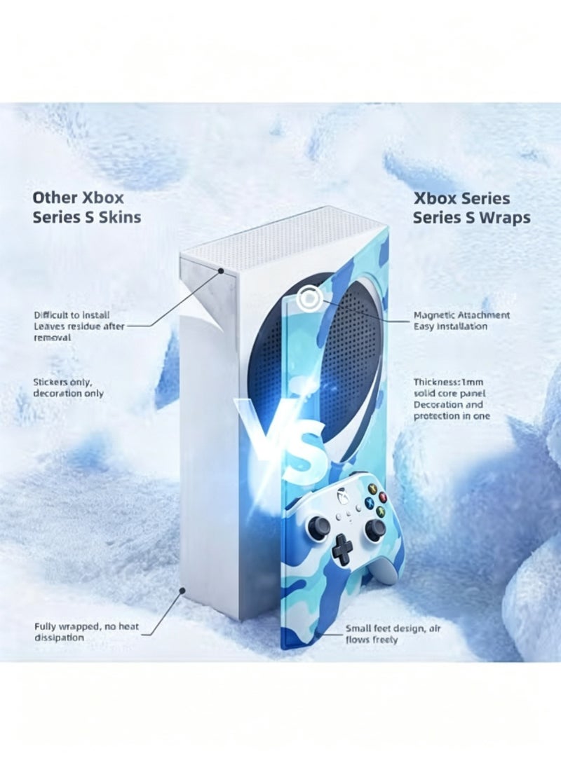 AOLION أغلفة لوحدة تحكم Xbox Series S، غلاف Mytrix المخصص لسلسلة X-Box S، حافظة واقية مغناطيسية لسهولة التركيب، حماية كاملة - مموه أزرق - Image 4