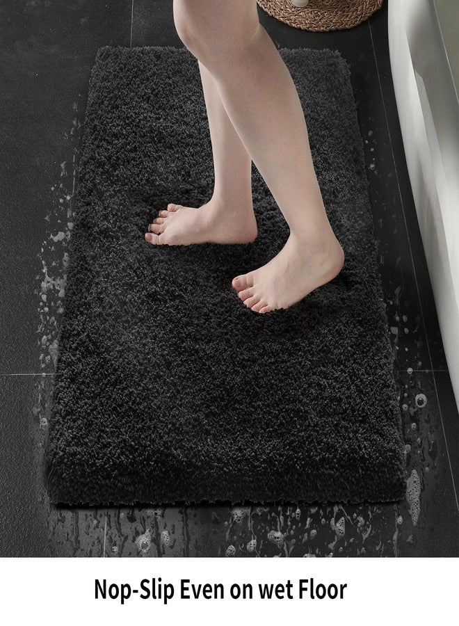 Disolla Bathroom Rug 24x48 Non Slip Fluffy Bath Mat for Bathroom Floor Washable Plush Luxury Bath Rug for Tub Soft Shower Mat, Black - Image 3