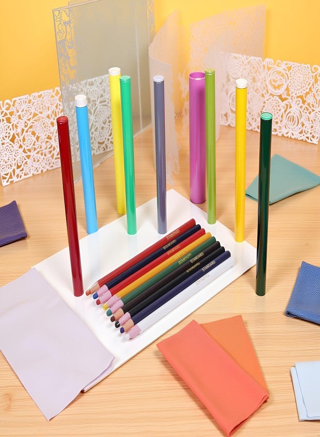 Jizlan 9 Pcs Assorted Colors Peel-Off China Marker Grease Wax Pencils for Glass, Garments, Cellophane, Fabric, Wood, Metal, Marking Pencils Art Crayons Paper-Wrapped Painting Pen for Drawing Coloring - Image 2