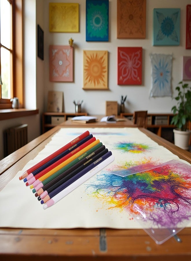 Jizlan 9 Pcs Assorted Colors Peel-Off China Marker Grease Wax Pencils for Glass, Garments, Cellophane, Fabric, Wood, Metal, Marking Pencils Art Crayons Paper-Wrapped Painting Pen for Drawing Coloring - Image 5