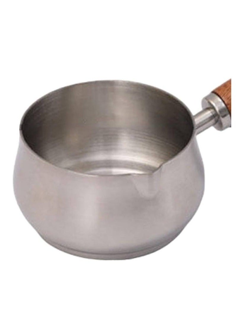 كنكة ستانلس ستيل مقاومة للصدأ بمقبض خشبي  – مقاس كبير 6.5 سم - Image 2