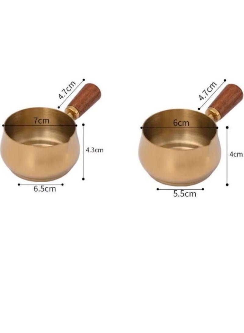 كنكة ستانلس ستيل مقاومة للصدأ بمقبض خشبي  – مقاس كبير 6.5 سم - Image 3