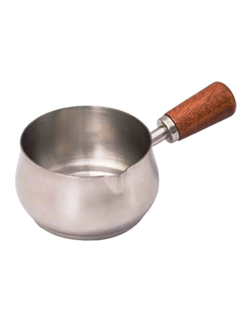 كنكة ستانلس ستيل مقاومة للصدأ بمقبض خشبي  – مقاس كبير 6.5 سم - Image 1