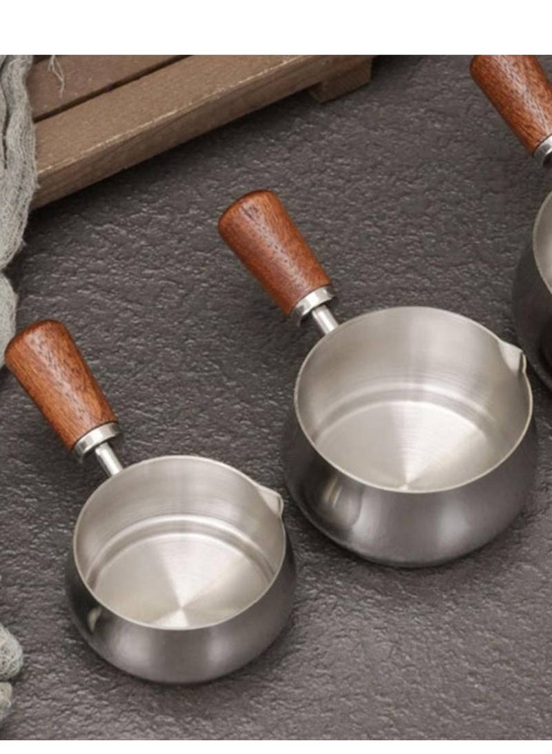 كنكة ستانلس ستيل مقاومة للصدأ بمقبض خشبي  – مقاس كبير 6.5 سم - Image 4