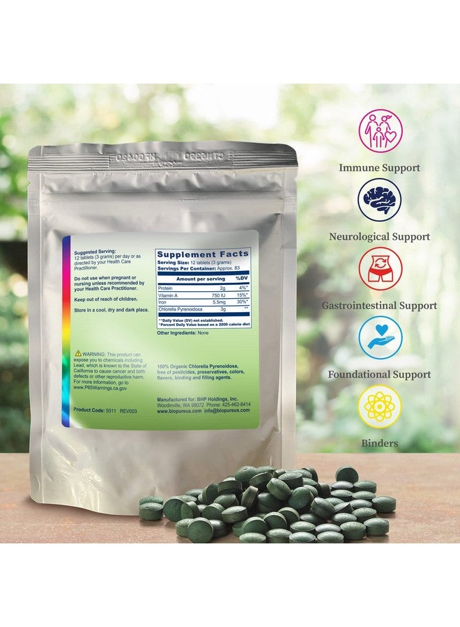 BioPure Chlorella Pyrenoidosa - 100% Organic, Cracked-Cell Wall, Nutraceutical Superfood Packed with Proteins, Vitamins, Minerals & Amino Acids That Supports Metabolism, Detox & Immunity 1000 Tablets - Image 2