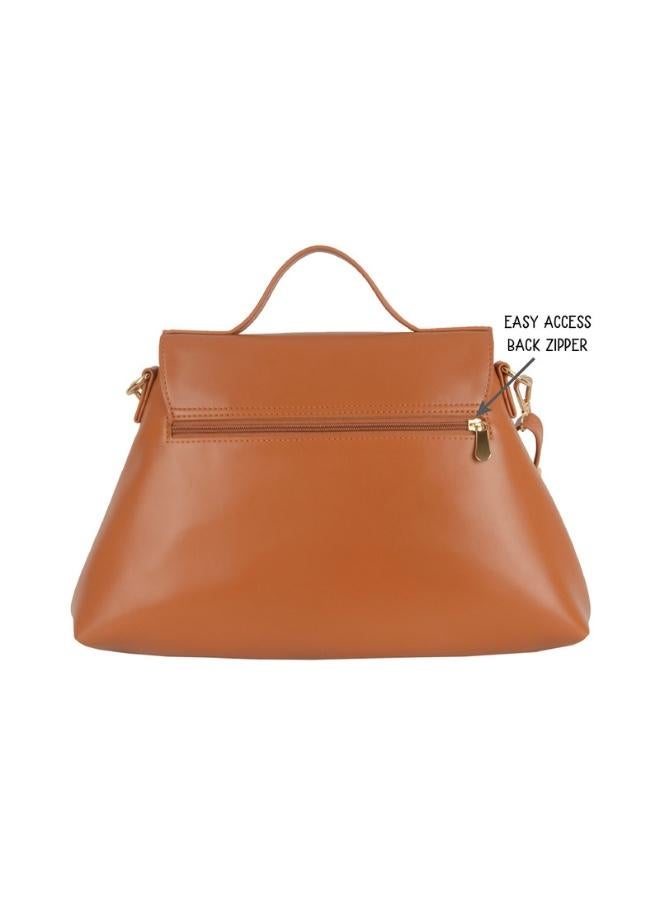 Baggit Women Tan Satchel Handbag Medium Size | Ladies Stylish Casual Purse Bag - Image 4