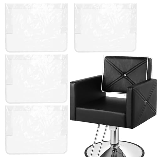 MIMWOW 4 Pcs Salon Chair Covers Clear Plastic Protectors for Standard Salon Office Chairs Prevents Damage White - Image 1