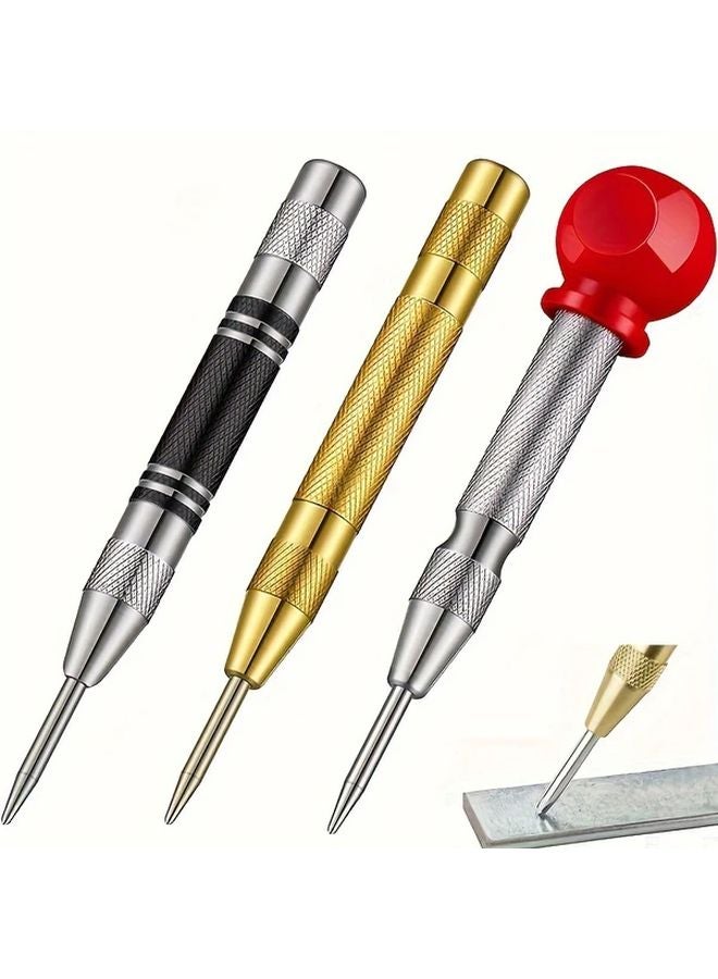 3pcs Automatic Center Punch Adjustable Spring Loaded Metal Drill Tool - Image 1