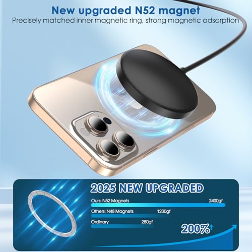 Rvelon Magnetic Wireless Charger iPhone6FT Charger for Apple MagSafe Charger 2Pack Fast Wireless Charging Pad for iPhone 16 Pro Max16 Pro16 Plus15 ProMax15141312AirPods 32Pro MagSafe Charging Pad - Image 3