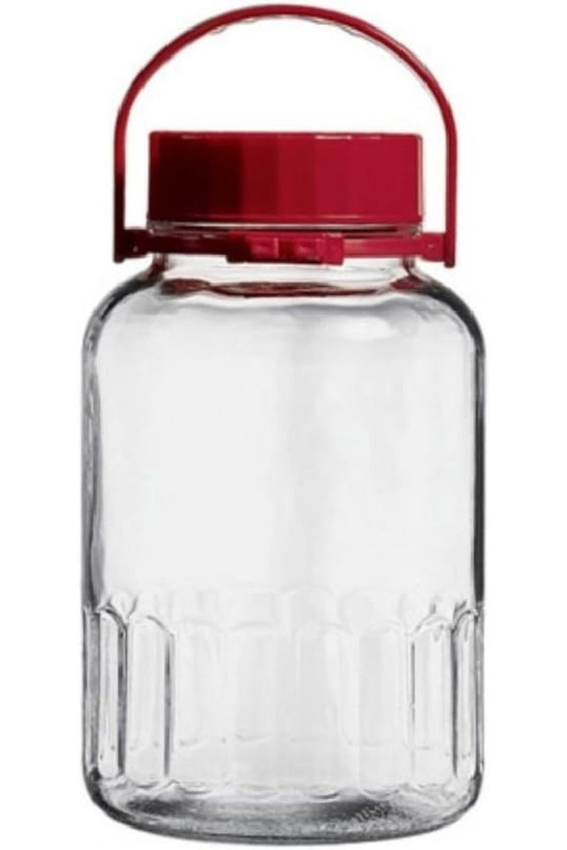 Pasabahce Glass Jar with Red Plastic Lid – 5 L – 1 Piece