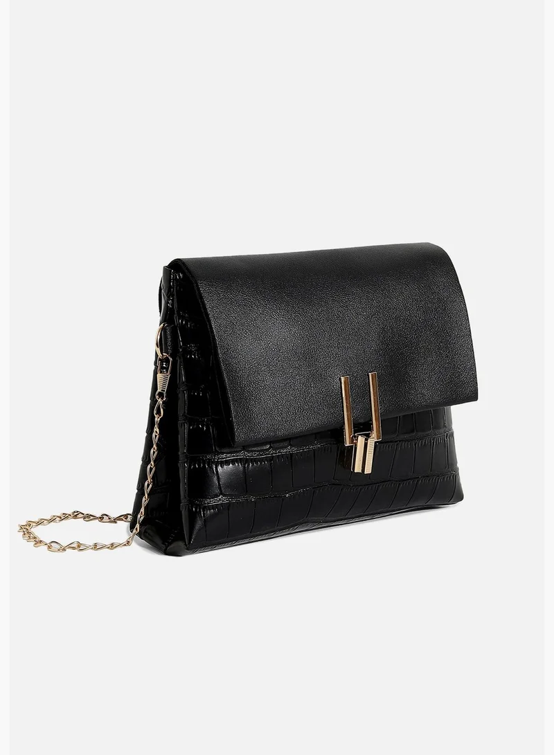 Haute Sauce Textured Casual Regular Sling Bag with Push Lock For Women
