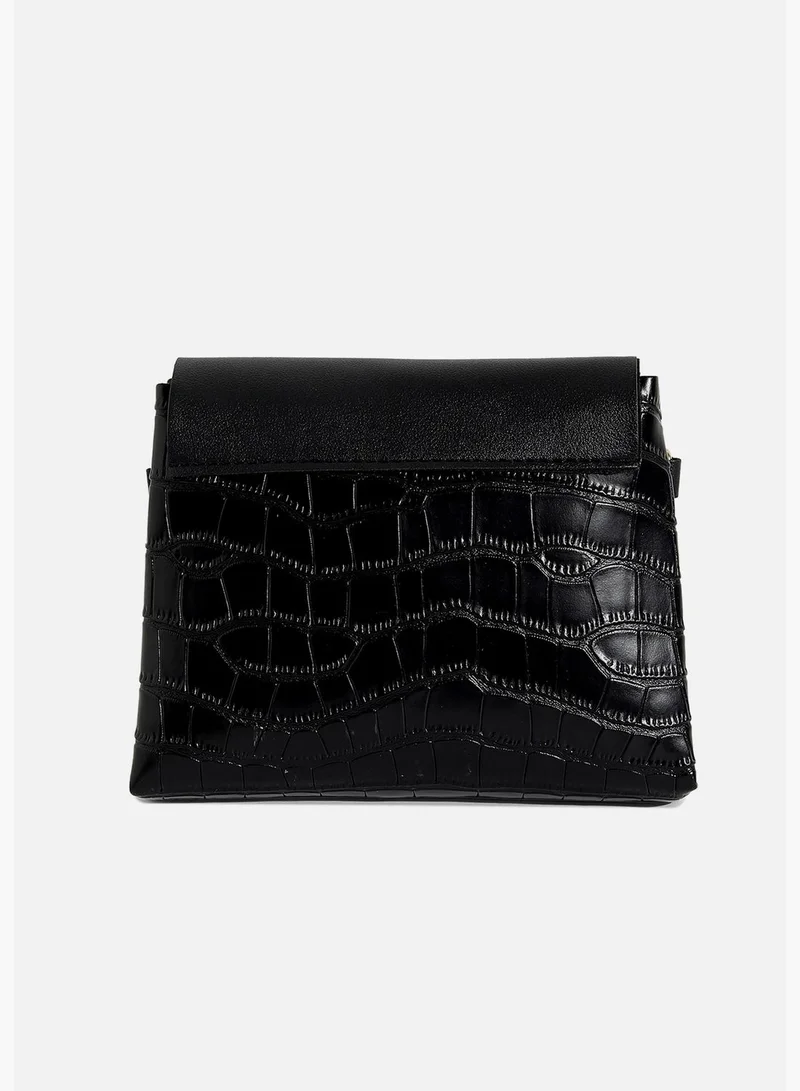 Haute Sauce Textured Casual Regular Sling Bag with Push Lock For Women