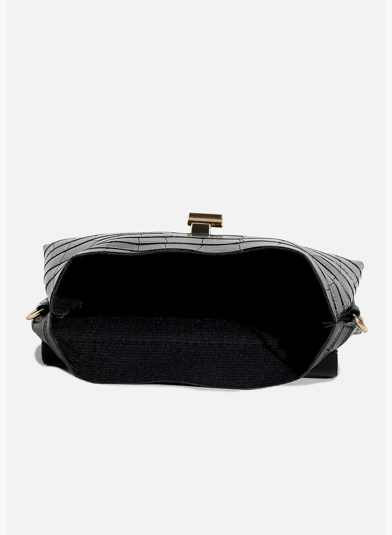 Haute Sauce Textured Casual Regular Sling Bag with Push Lock For Women